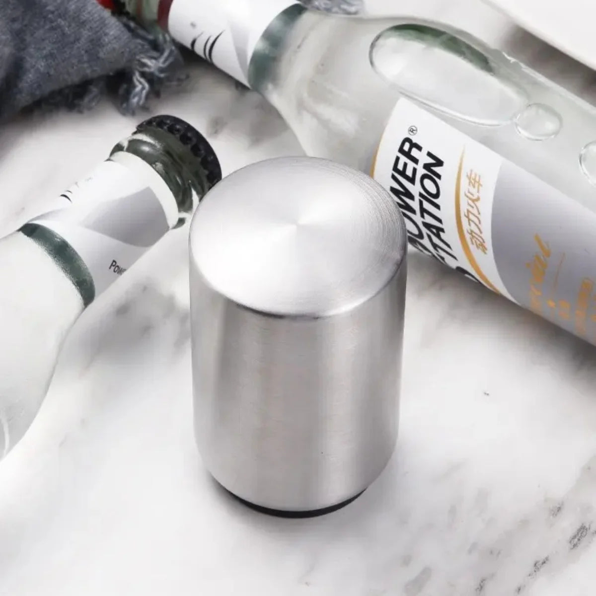 Stainless Steel Automatic Beer Bottle Opener, Push-Down Magnetic Cap Opener for Home, Bar, Party