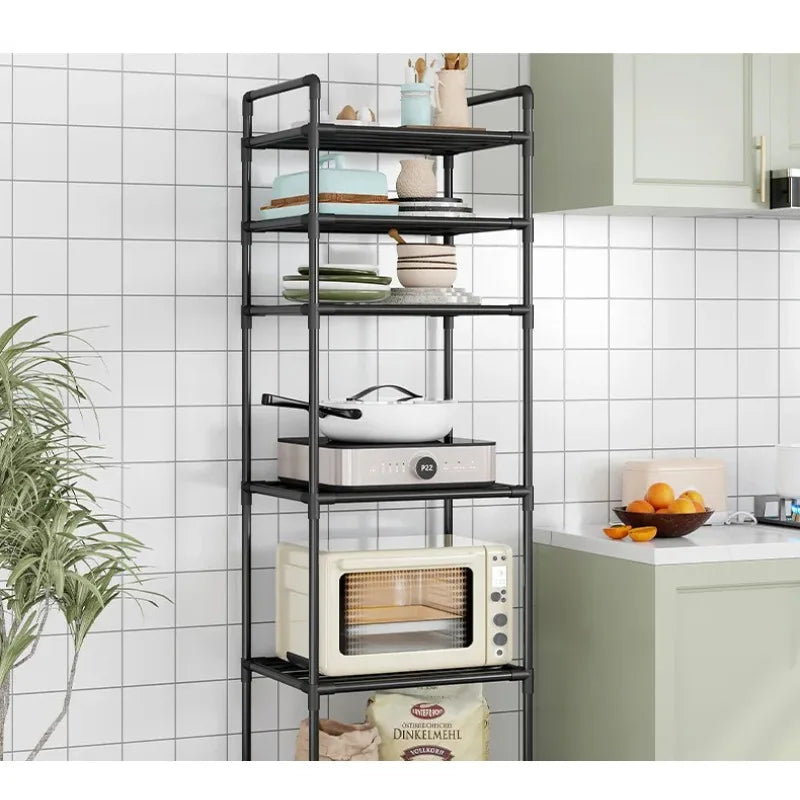 Multi-layer removable floor-to-ceiling household microwave oven rack, kitchen cart storage rack