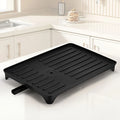 Heavy-Duty Plastic Sink Base with Drain Board - Clog-Resistant Drain System & Dish Drying Rack, Under-Sink Storage Organizer