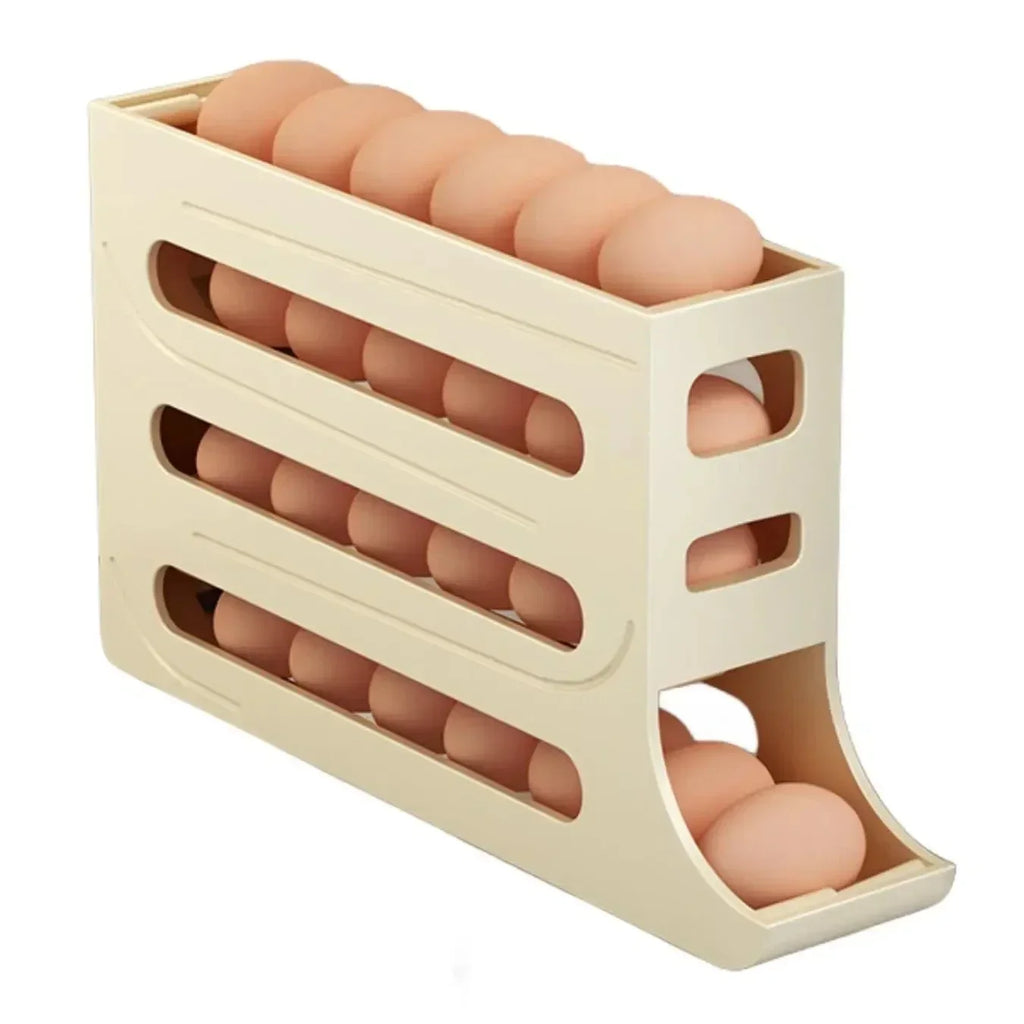 Refrigerator egg storage box, 4 layers, automatic rolling egg rack, kitchen refrigerator egg dispenser, refrigerator storage box
