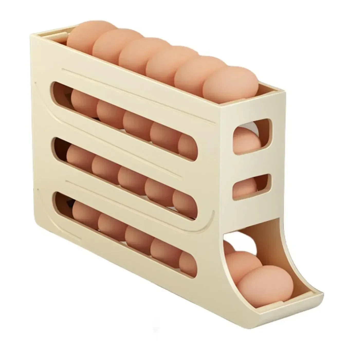 Refrigerator egg storage box, 4 layers, automatic rolling egg rack, kitchen refrigerator egg dispenser, refrigerator storage box