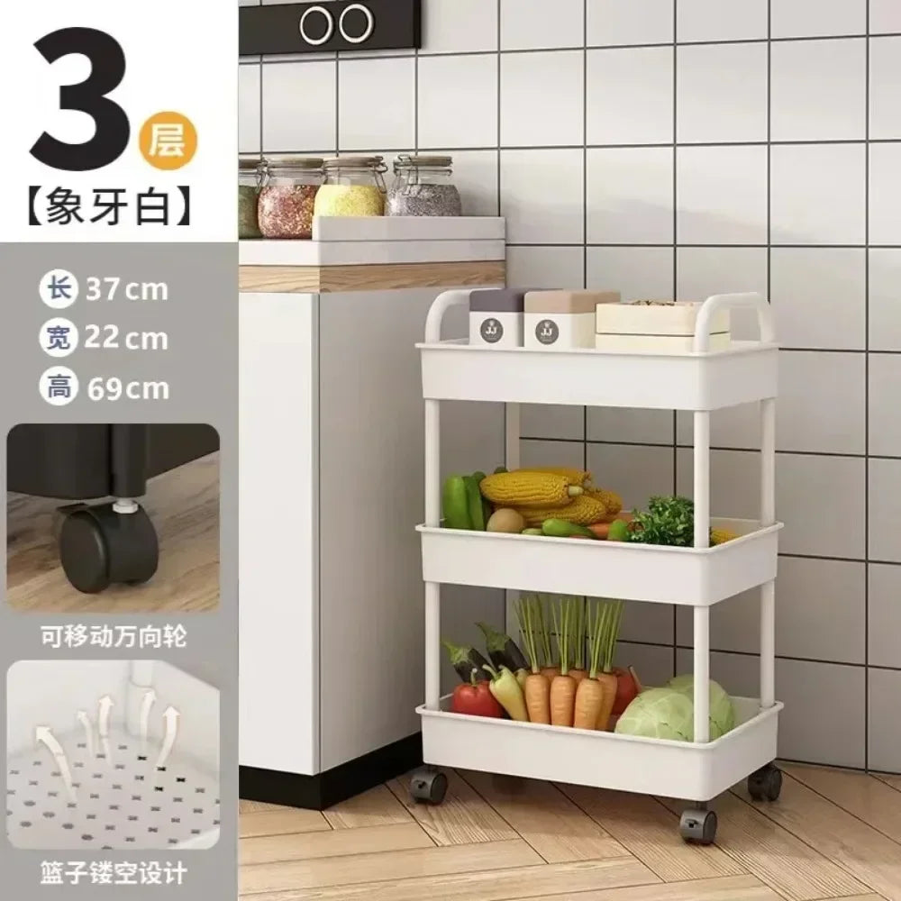 HOT NEW Multi-Layer Trolley Rack Kitchen Floor Bedroom Baby Snacks Mobile Bathroom Bathroom Storage Storage Rack