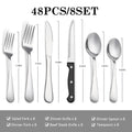 KOOMADE 48PCS Flatware Set Steak Knives Kitchen Utensils and Cutlery of High Quality Construction with Practical Metal  Handles