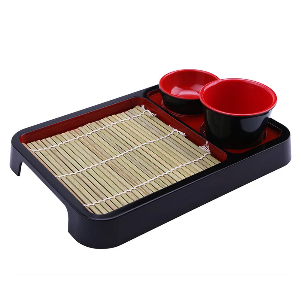 Japanese Style Cold Noodle Dish with Bamboo Mat High Grade Soba Noodles Plate for Serving and Decoration