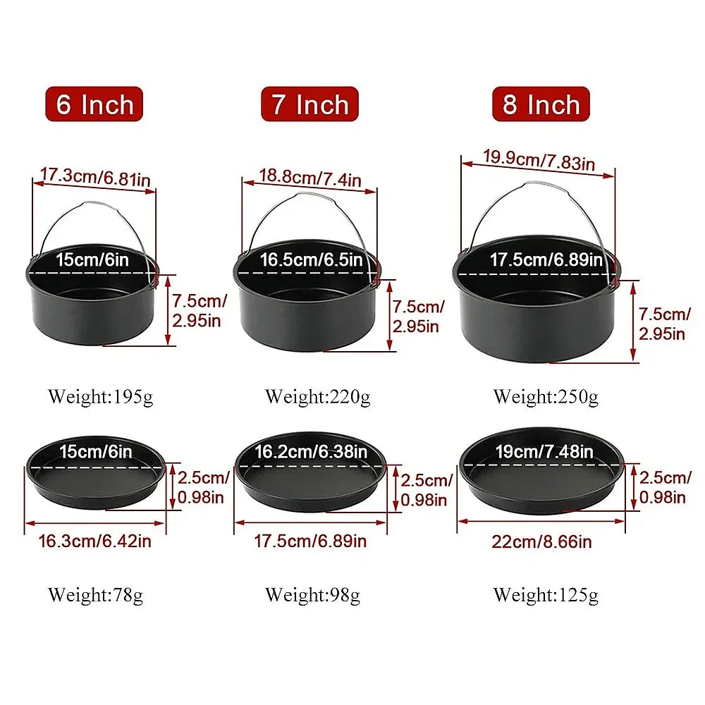 6/7/8 Inch Round Cake Mold Non Stick Baking Pan Tray with Handles for Air Fryer Oven Pizza Bakeware
