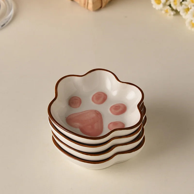 Cat Claw Flavor Dish Cute Ins Cartoon Creative Dish Home Seasoning Ceramic Small Dish Desktop Atmosphere Decorative Dish