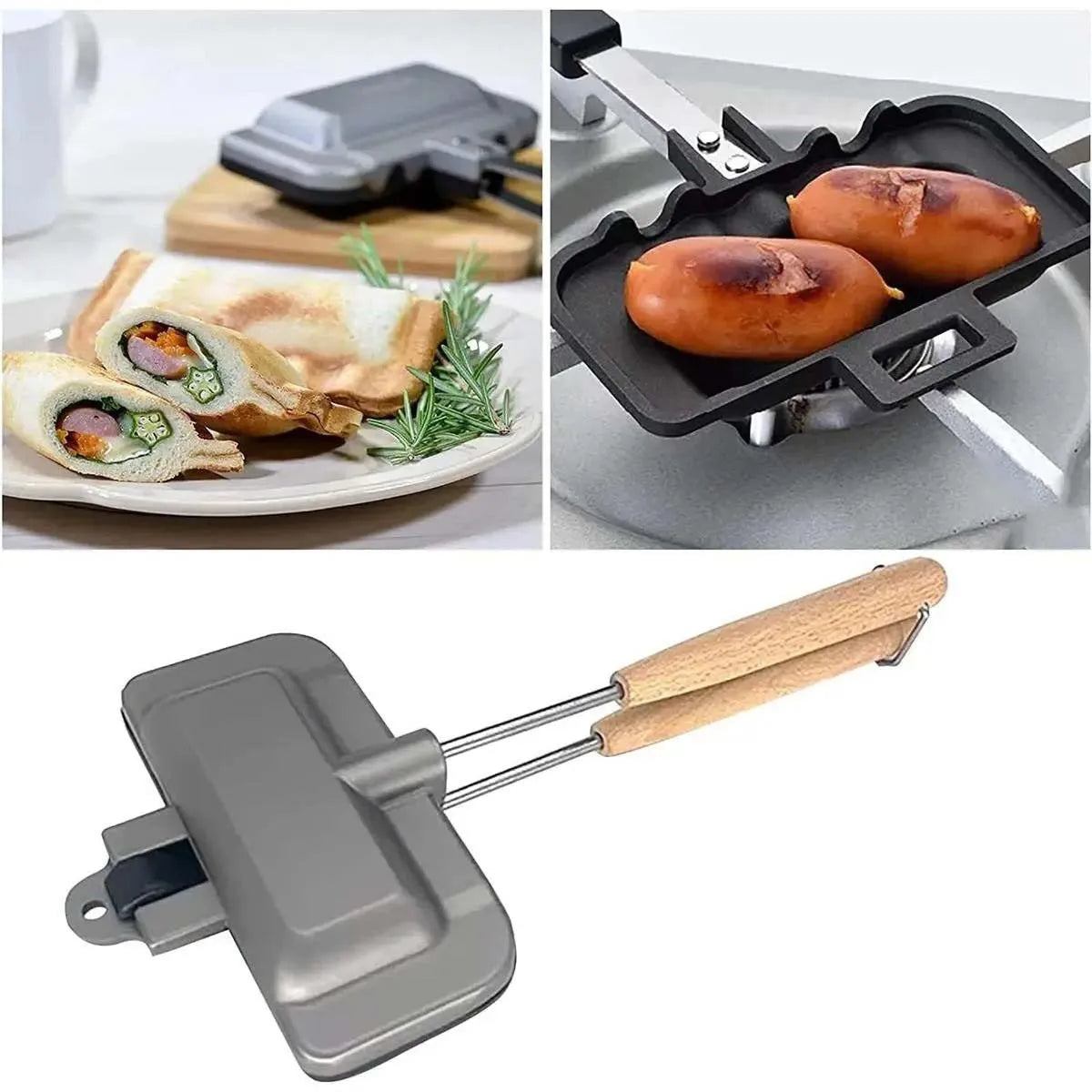 Breakfast Sandwich Maker, 4w1h sandwich maker, hot dog toaster,press bakeware nonstick frying pan pancake pan cooker with removable handle for breakfast pancakes, omelets, frittatas and toast (C-1)