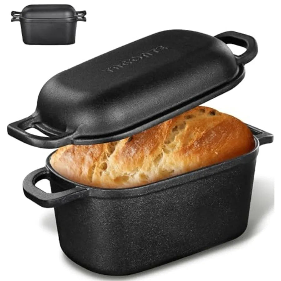 4.6 Quart Oval Dutch Oven for Bread Baking Bread Dutch Oven for Sourdough Cast Iron Bread Pan with Lid for Homemade Bread