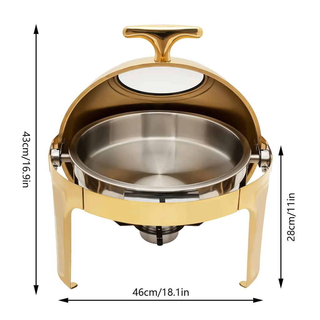 Round Chafing Dish Buffet Set,Roll Top Stainless Steel Buffet Warmer, Chafing Dishes for Buffet, Food Warmers for Parties,Cateri