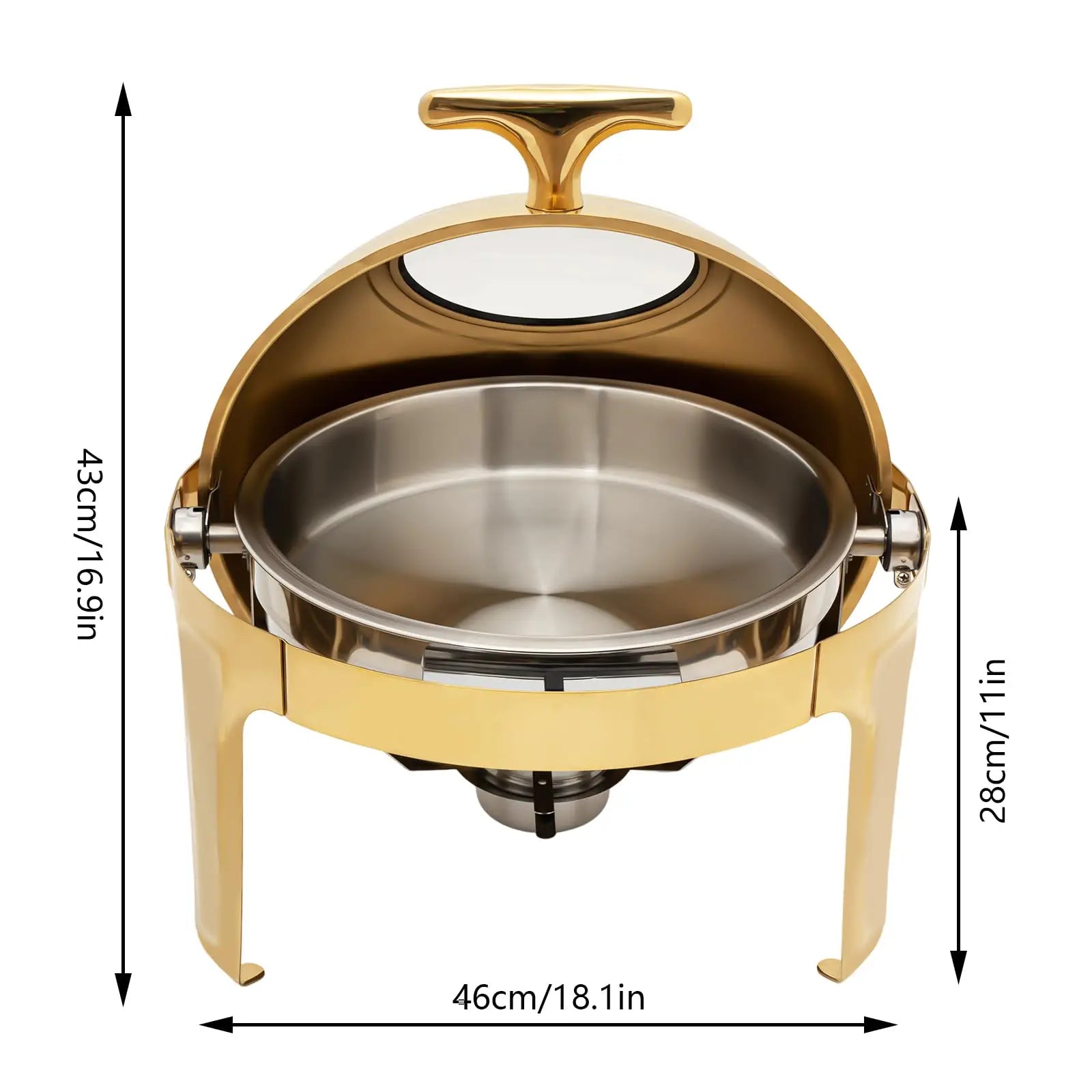 Round Chafing Dish Buffet Set,Roll Top Stainless Steel Buffet Warmer, Chafing Dishes for Buffet, Food Warmers for Parties,Cateri