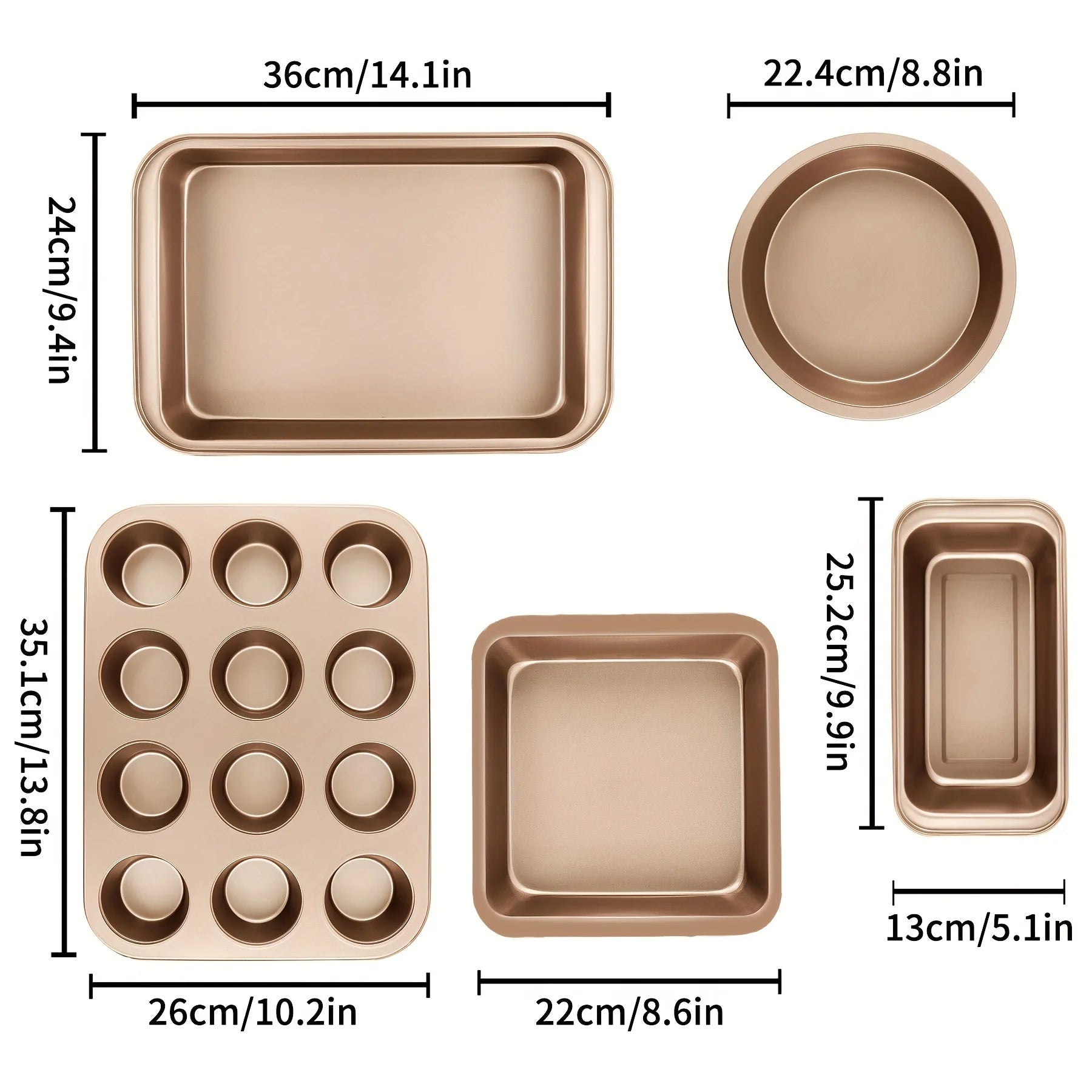 usNonstick Bakeware Set, Stackable Space-Saving Design Includes Round & Square Pans, Waffle Tray, Cookie Sheet, Baking Pan, Dishwasher Safe, 2pcs Round Pans Or 5/10pcs Setd