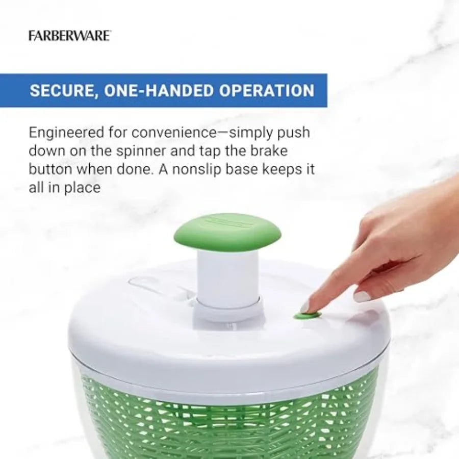 Easy to use pro Pump Spinner with Bowl, Colander and Built in draining System for Fresh, Crisp, Clean Salad and Produce, 6.6 qu