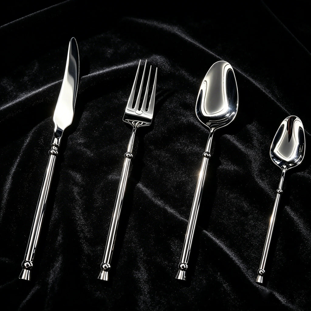 Mirror Silver 304 Stainless Steel Flatware, Retro Twisted Handle Cutlery Set, Luxury Tableware For Wedding Hotel Home Dinner
