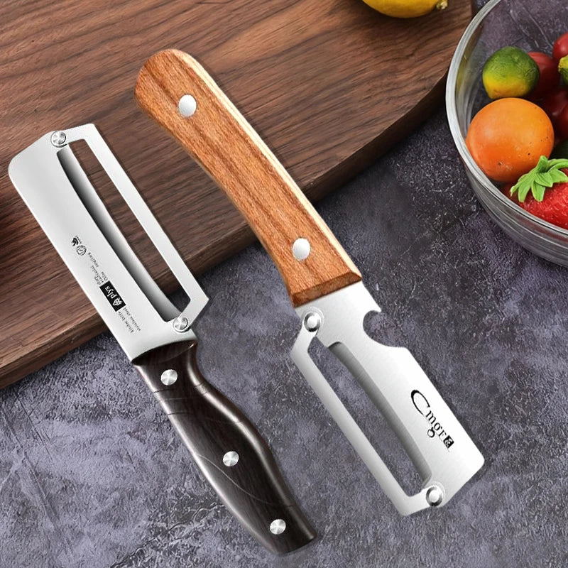 Stainless Steel Fruit Peeler Wooden Handle Paring Knife Planer Sugarcane Household Thick Fruits Vegetables Scraping Tools