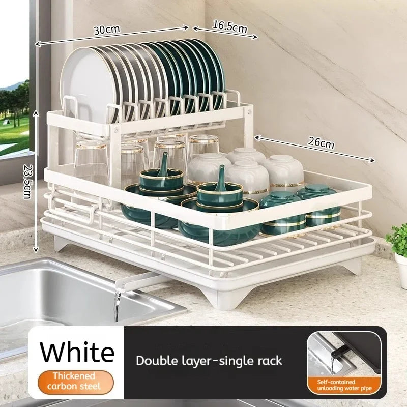 Stainless Steel Dish Drying Rack with Drainboard, Over Sink Plate Organizer for Kitchen Storage