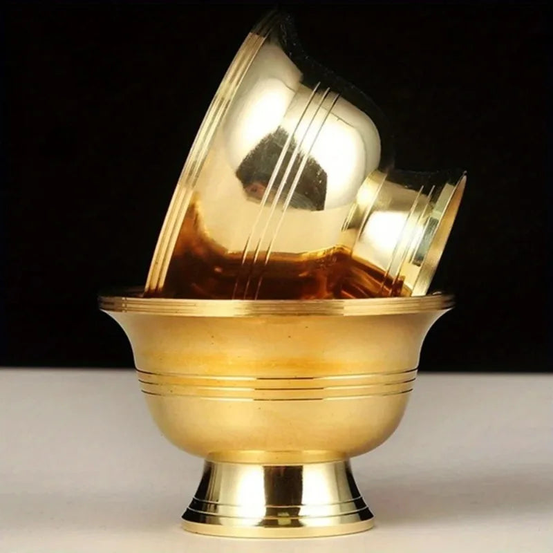 Pure Copper Drinking Bowl Brass Small Auspicious Tibetan Holy Creative Water Cup Tea  Golden Home's Gift Decorative Buddhist
