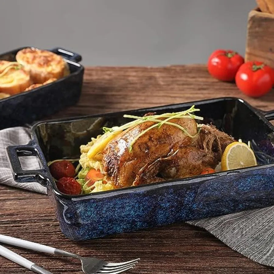 Ceramic Bakeware Set, Porcelain Rectangular Lasagna Pans Casserole Dish Set for Baking, Cooking, Kitchen, Cake Dinner, Banquet