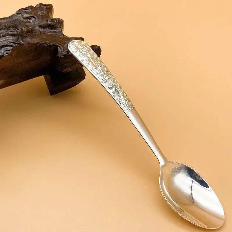 2026 new S999 pure silver 99.9% spoon, edible silver household tableware, solid soup spoon handmade, home gift giving