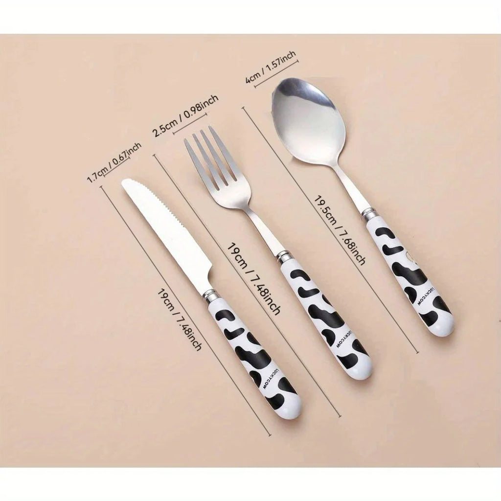 3-piece Stainless Steel Tableware Set, Set of Knife, Fork, Coffee Spoon Tableware, Portable Travel Three Piece Set of Tableware