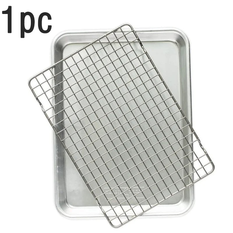 Baking Pan with Drain Rack, 430 Stainless Steel Oven  Cookie Sheet for Roasting, Grilling & Food Preparation