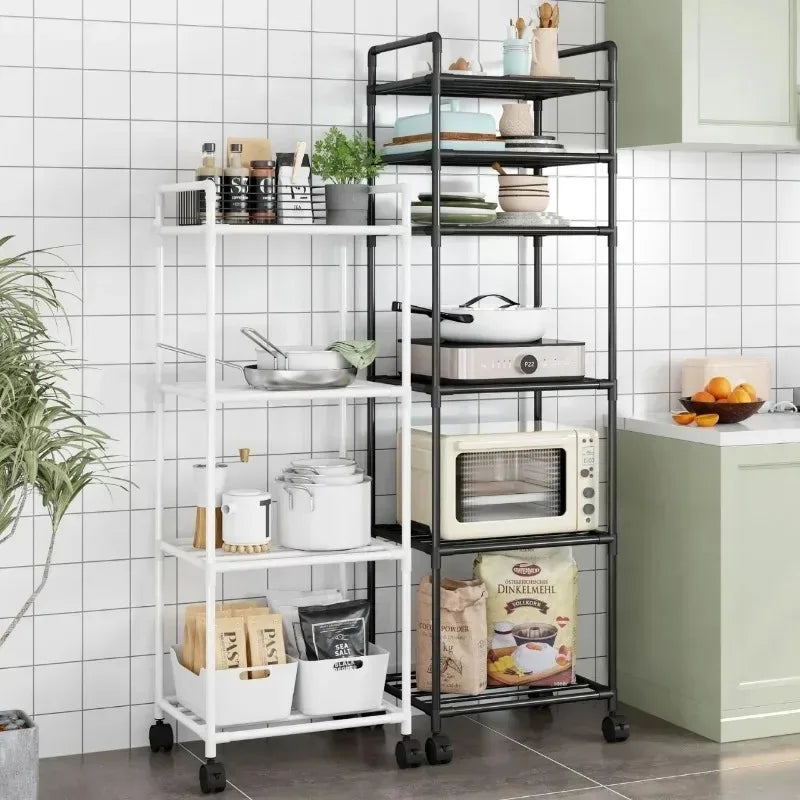 Multi-layer removable floor-to-ceiling household microwave oven rack, kitchen cart storage rack
