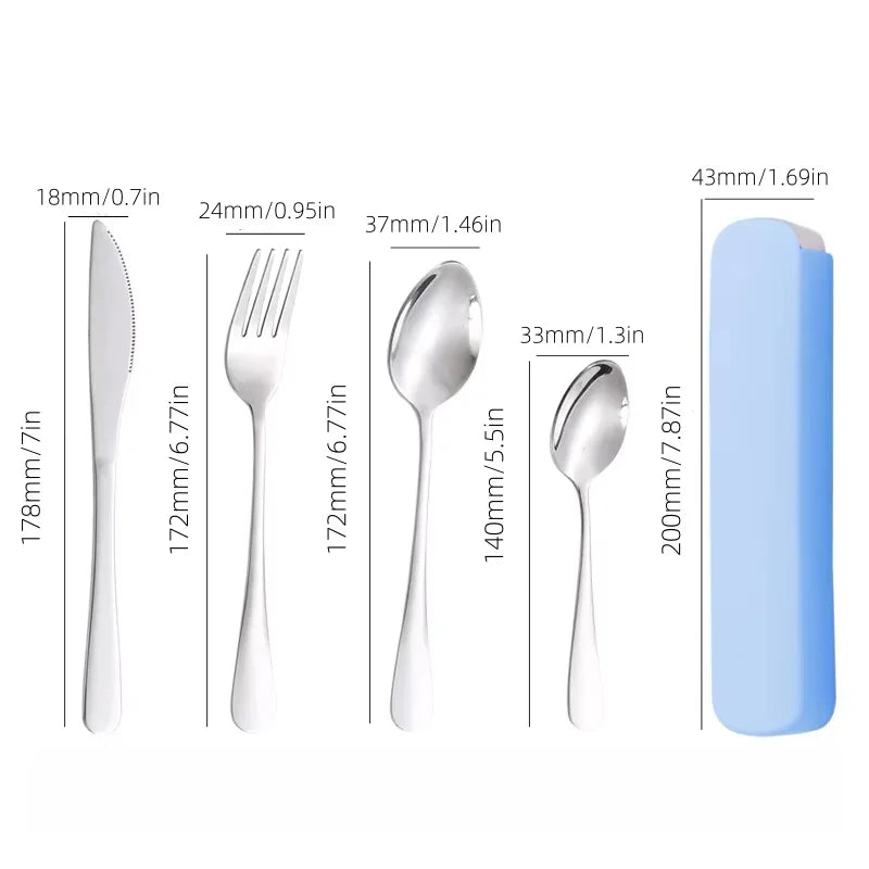 Portable Tableware Spoon Knife Fork Four-piece Set Household Student Tableware Set Fit Outdoor Tableware Cutlery Set