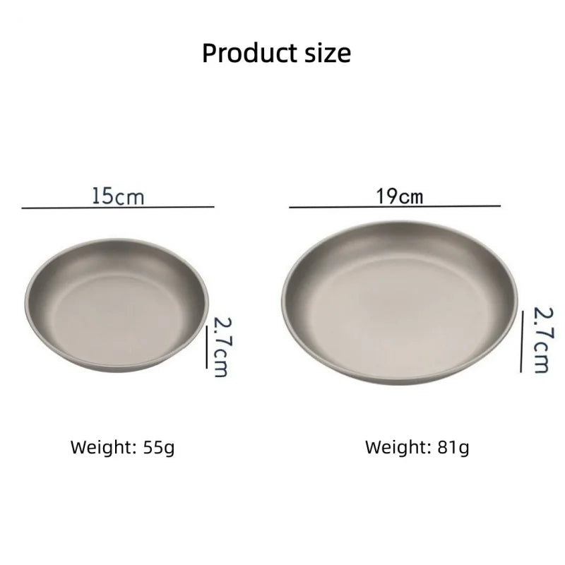 Titanium Camping Plate Ultralight Portable Outdoor Picnic Dinner Plate Round Tableware for Backpacking Hiking Travel Salad BBQ