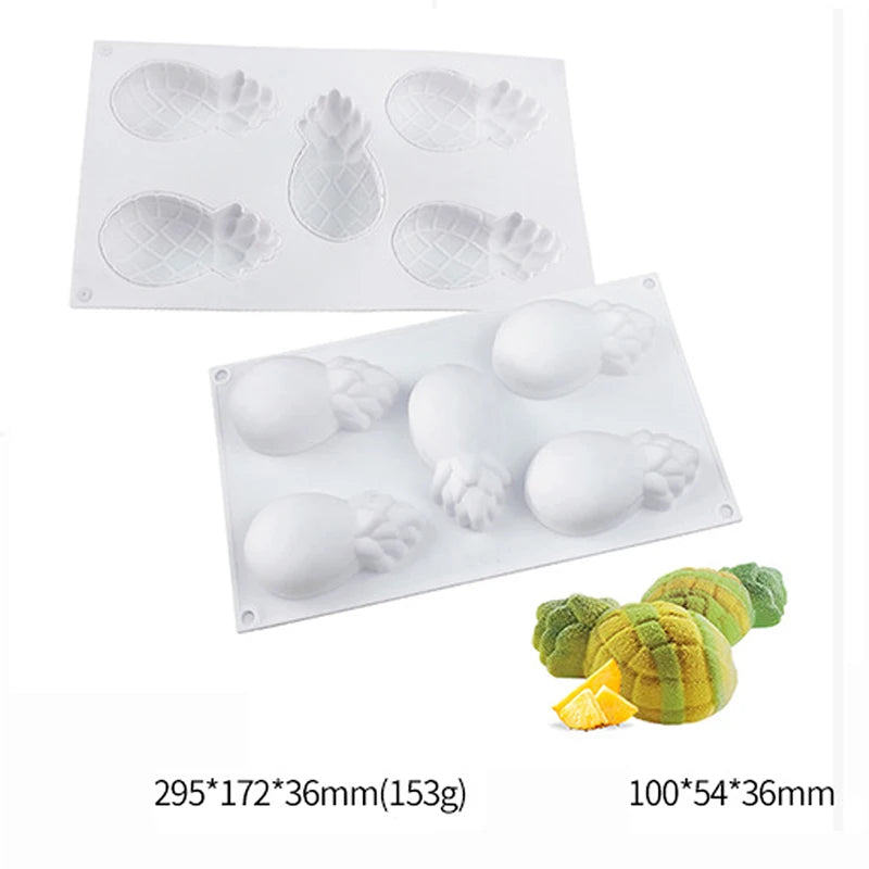 1pcs Pineapple Pear Peach Fruit Series Cake Silicone Mold Mango Orange Baking Mousse Mould Strawberry French Dessert Mousse Mold
