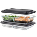 Divided Glass Casserole Baking Dish, Rectangular Bakeware Set 2.3 Qt Each, Oven to Table Clear Glass Lasagna Pan with Divider-2