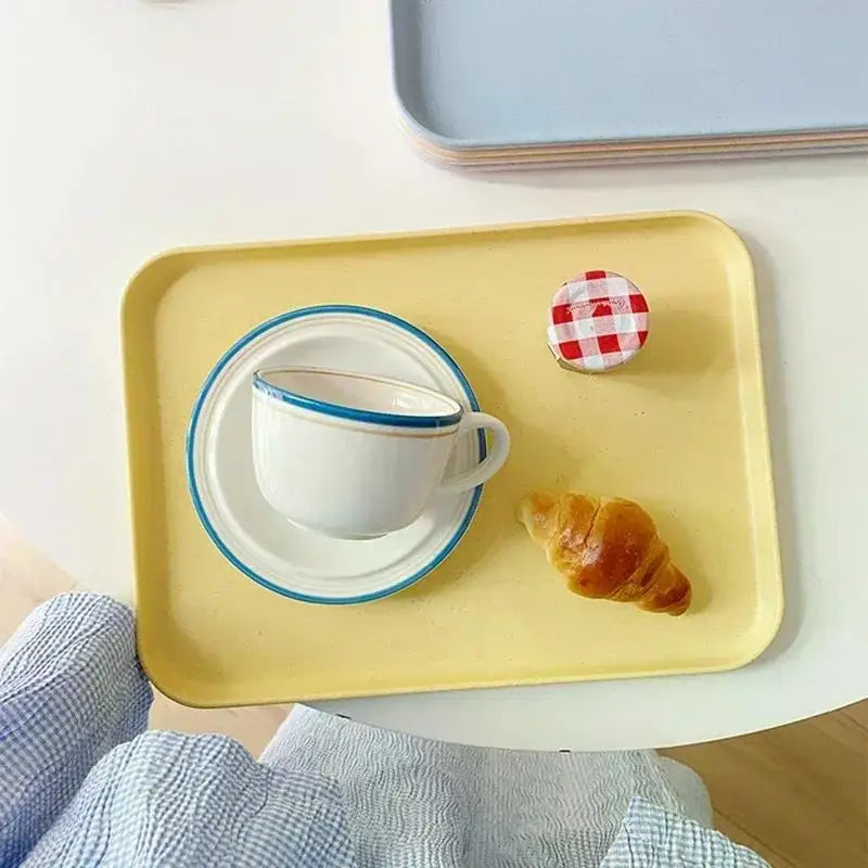 Square Dessert Fruit Plate Wheat Straw Pad Salad Tray Breakfast Trays Desktop Storage Sundries Organizer Rectangle Food Plate트레이