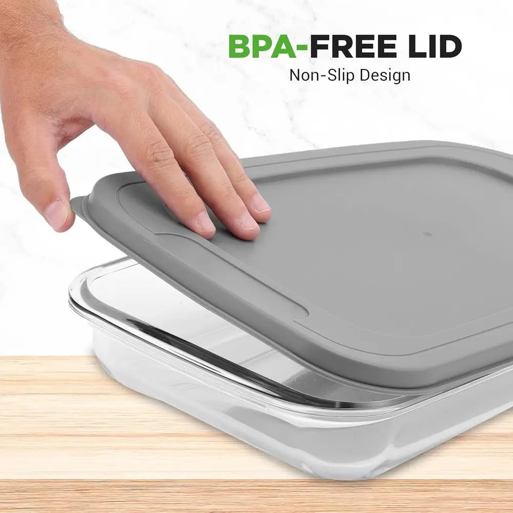 8-Piece Deep Glass Bg Dish or Oven with Lids - Casserole Dishes or Oven - Bakeware Sets or Lasagna, Meatloa, Letovers, Cooking,