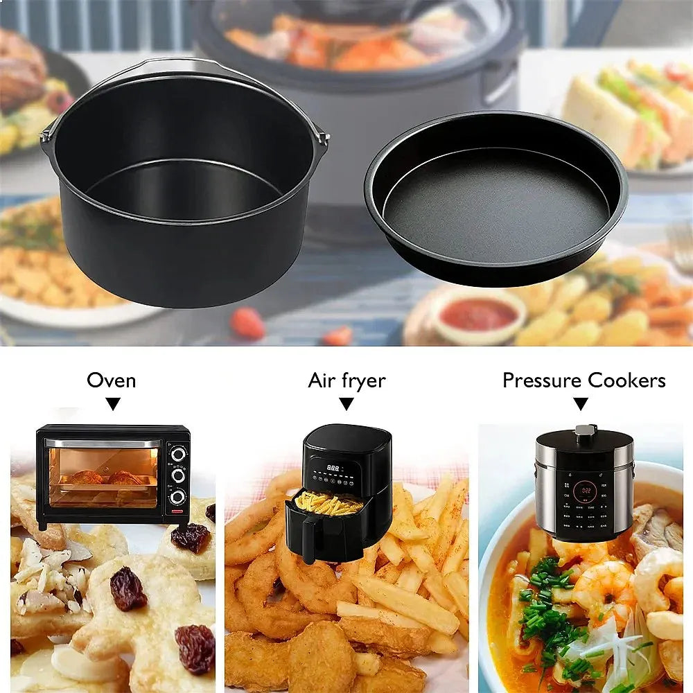 6/7/8 Inch Round Cake Mold Non Stick Baking Pan Tray with Handles for Air Fryer Oven Pizza Bakeware