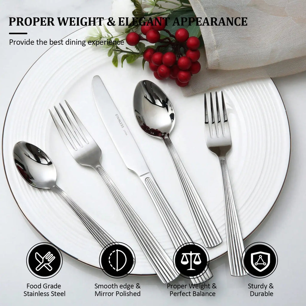 HANSMART 40pcs Premium Stainless Steel Silverware, Essential Dining Collection For Family Dinners & Holiday Celebrations