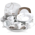 VEWEET 30-Piece Porcelain Ceramic Kitchen Dinner Plate Set with 6pcs Dessert Plates/Soup Plates/Dinner Plates/Cups/Saucers