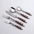 430 Stainless Steel Riveted Dinner Knife Fork And Spoon In Wood-grain Style 6 Pieces, Main Dining Knife And Fork Hotel Tableware