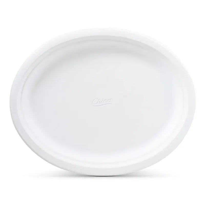 Premium Disposable Paper Platters 12 ⅝ x 10", White, 30 Count