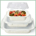 3-Piece Ceramic Baking Dish Set with Lids, Oven-Safe Casserole Dishes, Large Lasagna Pan with Handles, Deep Rectangular Bakeware, White, 5.1Qt/2.3Qt/1.1Qt