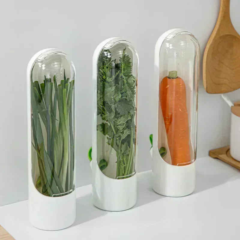 Refrigerator Herb Crisper Saver Container Vegetable Preserving Bottle Home Storage Fresh Kitchens Accessories Kitchen Organizers
