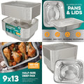 Aluminum Pans With Lids 9x13 [10 Sets] Aluminum Foil Pans Trays With Lids - Half Size Tin Foil Disposable Pans For Baking, Roas