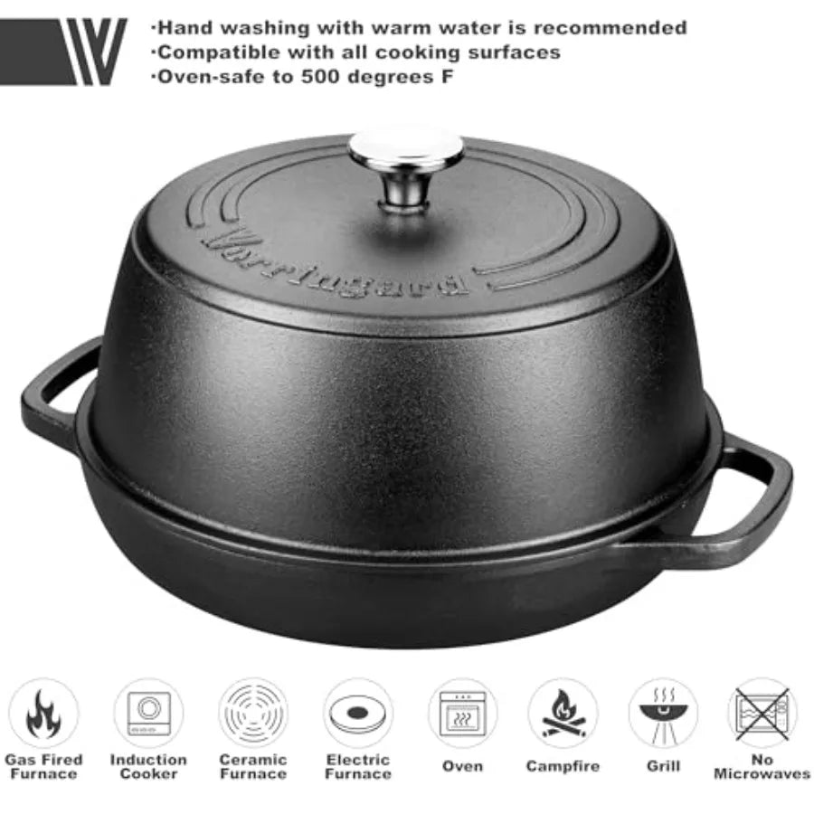 Cast Iron Dutch Oven Pot with Lid for Bread Baking - include Sourdough Bread Baking Supplies like Banneton Bread Proofing Baske