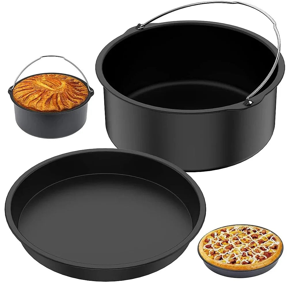 6/7/8 Inch Round Cake Mold Non Stick Baking Pan Tray with Handles for Air Fryer Oven Pizza Bakeware
