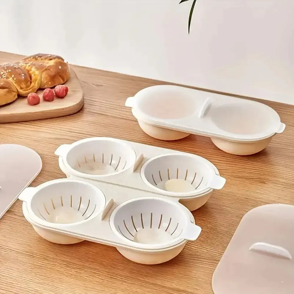 1pc Microwave Eggs Poacher,Double-Cup Egg Boiler,Kitchen Gadget, Hot Spring Egg Mold ,Cooking Tools,Clear Water Lotus Egg Maker