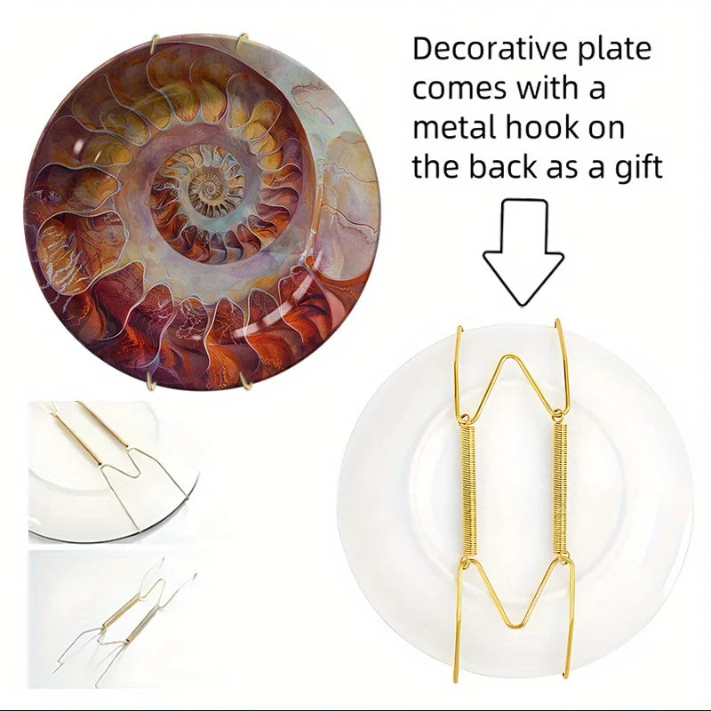 1pc Exquisite Shell Pattern Ceramic Decorative Plate Home Decor Living Room Tabletop Display Non-Food Contact Art DishFor home,
