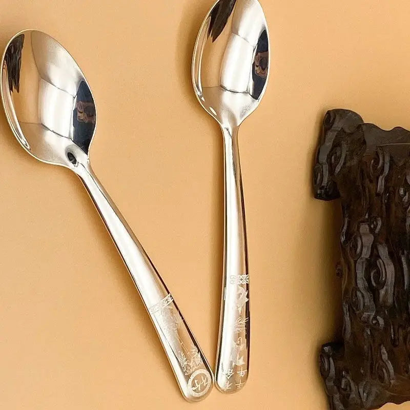 2026 new S999 pure silver 99.9% spoon, edible silver household tableware, solid soup spoon handmade, home gift giving