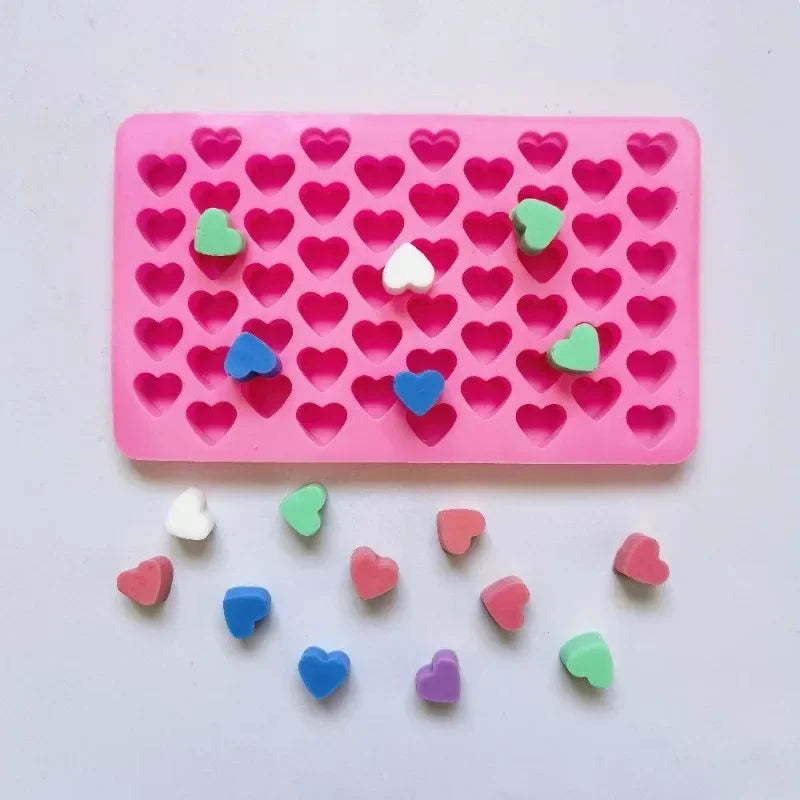 Cute Silicone 55 Grids Heart-shaped Cake Chocolate Soap Mold DIY Tray Biscuit Ice Cube Baking Mold Decorating Tools
