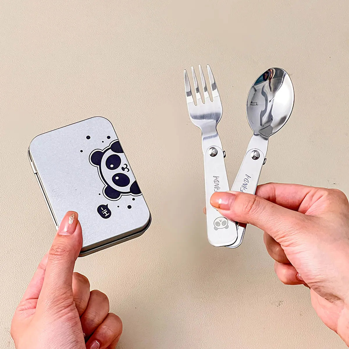 WORTHBUY 3Pcs/Set Folding Cutlery Set Fork Spoon With Box Camping Picnic Portable 304 Stainless Steel Foldable Dinnerware Set