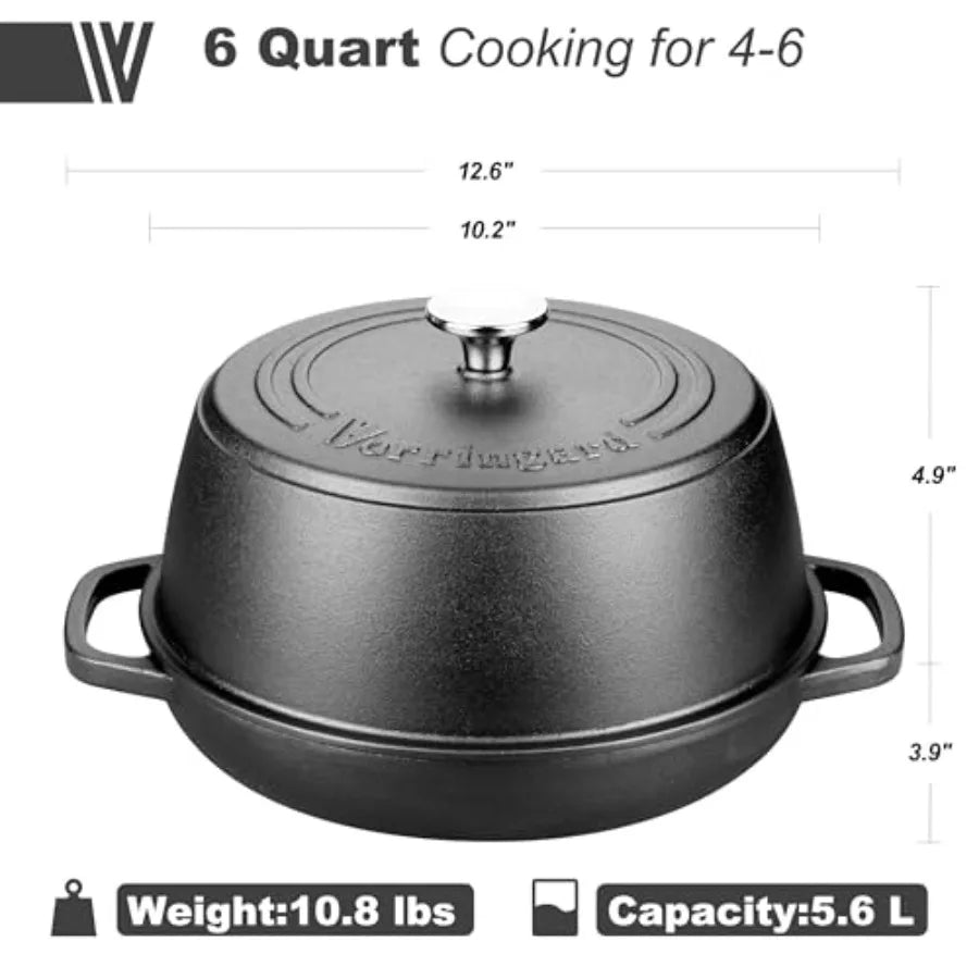 Cast Iron Dutch Oven Pot with Lid for Bread Baking - include Sourdough Bread Baking Supplies like Banneton Bread Proofing Baske