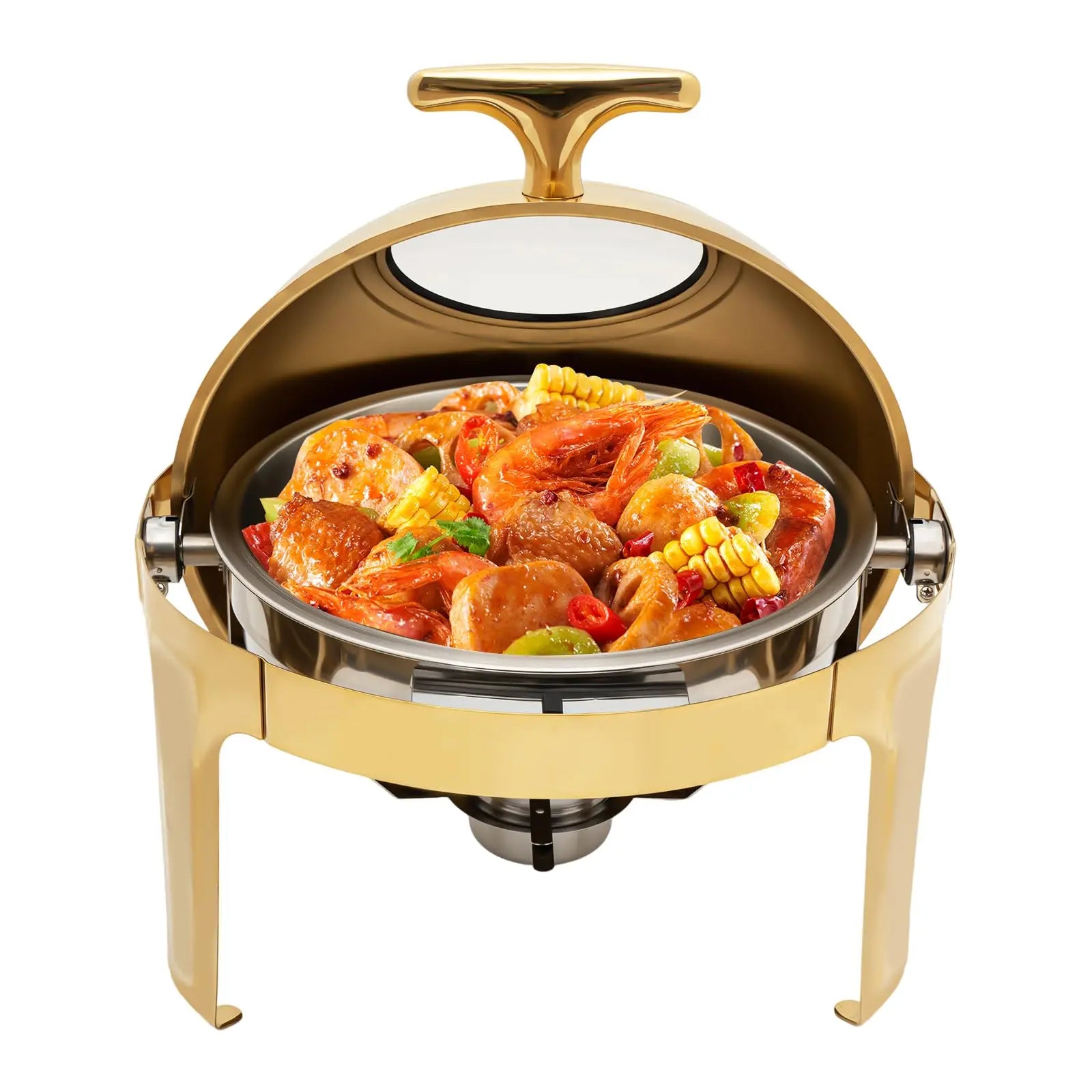 Round Chafing Dish Buffet Set,Roll Top Stainless Steel Buffet Warmer, Chafing Dishes for Buffet, Food Warmers for Parties,Cateri