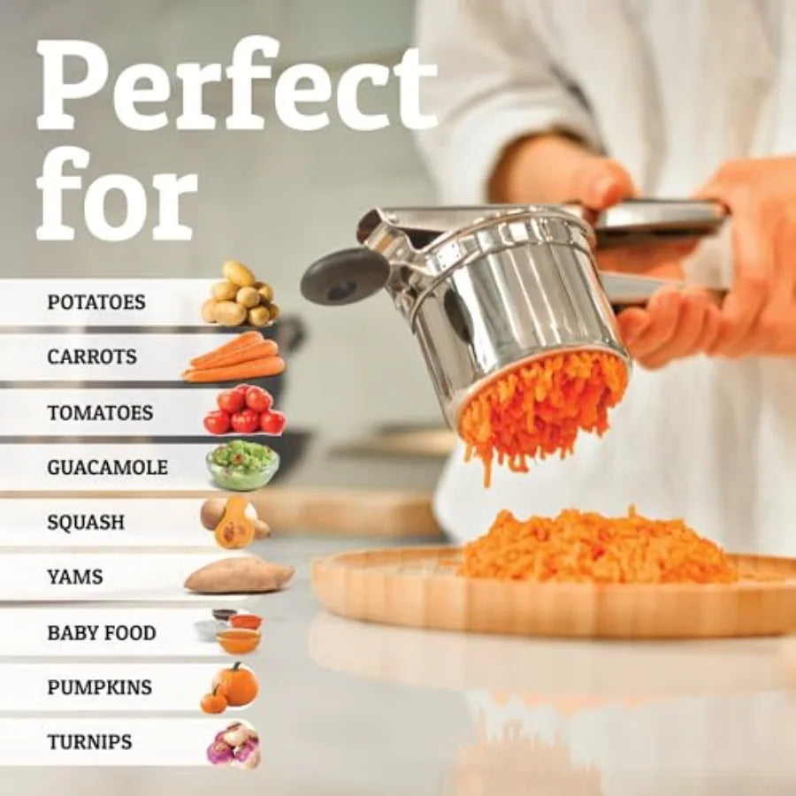 PriorityChef Large 15oz Potato Ricer, Heavy Duty Stainless Steel Potato Masher and Ricer Kitchen Tool, Press and Mash Kitchen G