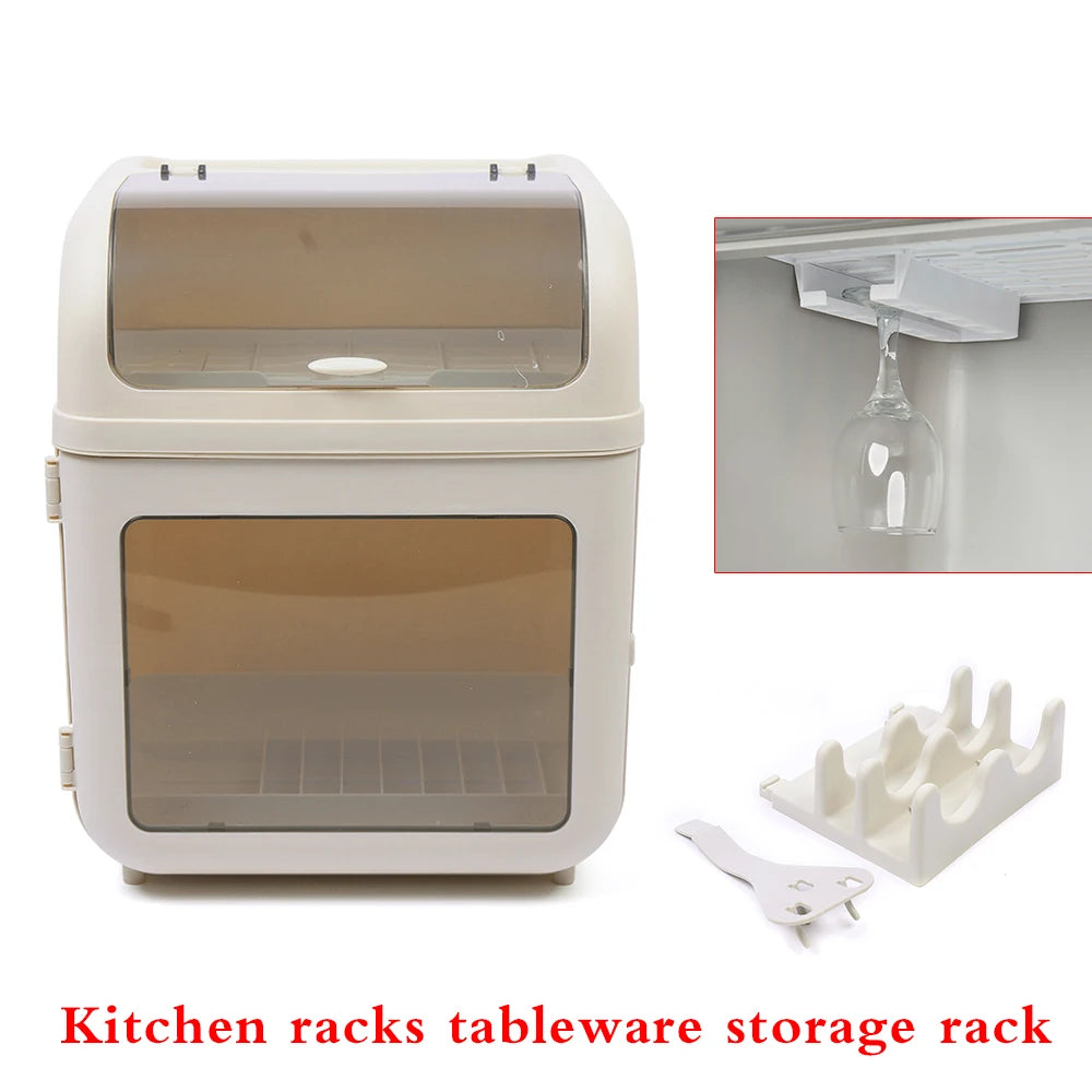 Dish Drying Rack with Drainboard Set, Kitchen Counter Storage Organizer, Durable Space-Saving Kitchen Storage Box